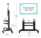    FLOOR STAND/60-100" TS2811 BLACK ONKRON (TS2811 BLACK)