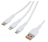  USB (M)-LIGHTNING/ MICROUSB 3IN1 WHITE 1M GOPOWER (00-00022794)