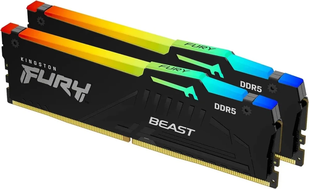 ����������� ������ 16GB DDR5 Kingston Fury Beast Black 6000MHz RGB Kit of 2 (KF560C30BBEAK2-16)