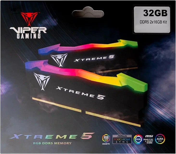 ����������� ������ 32GB DDR5 Patriot Viper Xtreme 5 6400MHz RGB Kit of 2 (PVXR532G64C32K)