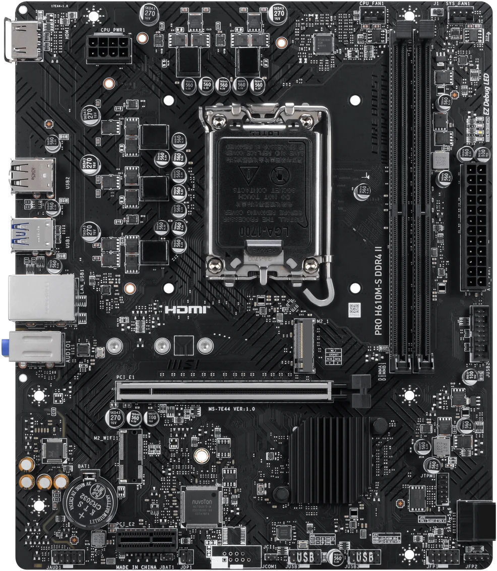 ����������� ����� MSI PRO H610M-S DDR4 II (PRO H610M-S DDR4 II)